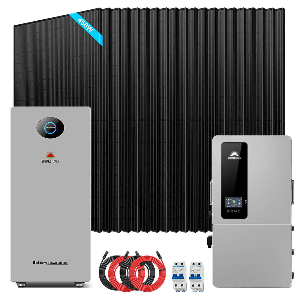 SunGoldPower 12kW Hybrid Solar Kit: 16.07kWh PowerMax Battery + 20 x 450W Panels (SGS12K-PM1-450)