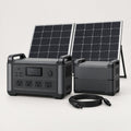 Home solar generator kit on a light grey studio background