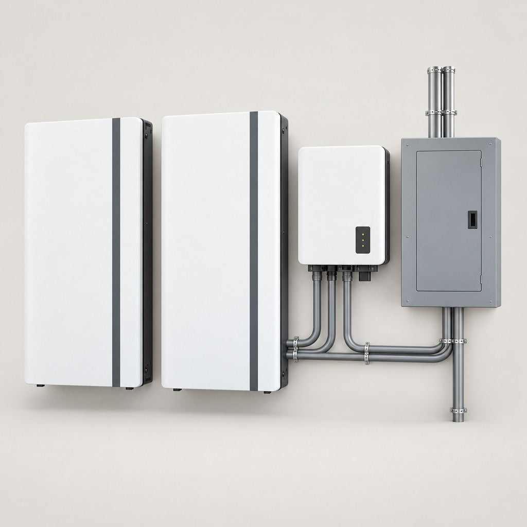 6kW whole-home battery backup system on a light grey studio background